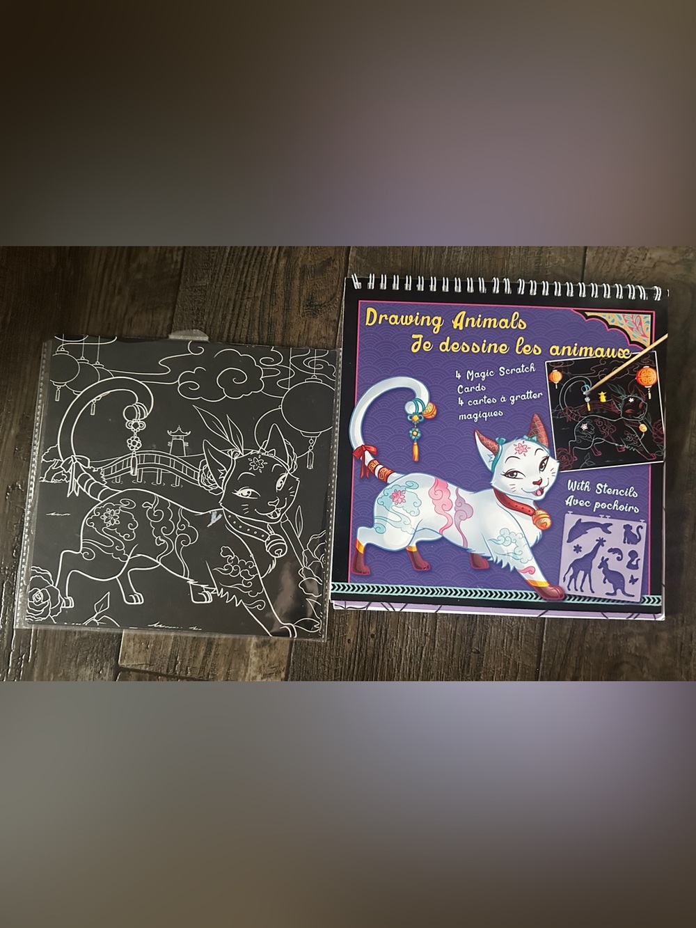 Drawing Animals Scratch Art Kit - Purple & White
